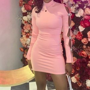 Pink Flirty Silver Bow Dress